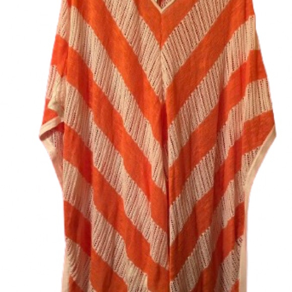 Chico's Orange and White Poncho